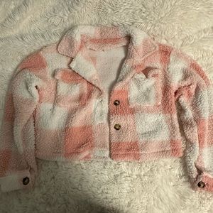 Pink and white checkered going out jacket